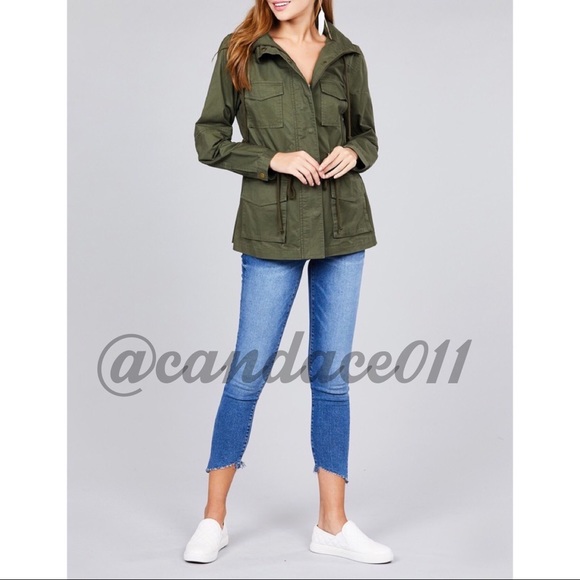 Olive Utility Hoodie Jacket - Picture 7 of 7